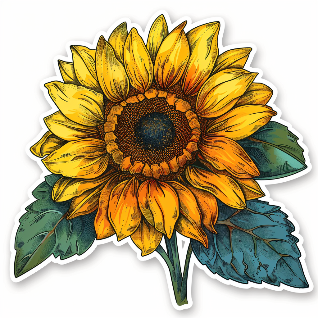 Vinyl Sunflower  Vinyl Decal Sticker for Car, Laptop, Tumbler and more # F023339