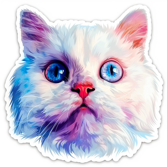 Adorable Turkish Angora Cat  Vinyl Decal Sticker for Car, Laptop, Tumbler and more # F020943-4" x 4"