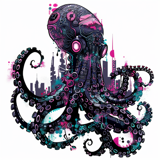 Octopus cyber punk majestic Expressive surreal Vinyl Decal Sticker for Car, Laptop, Tumbler and more # F015596