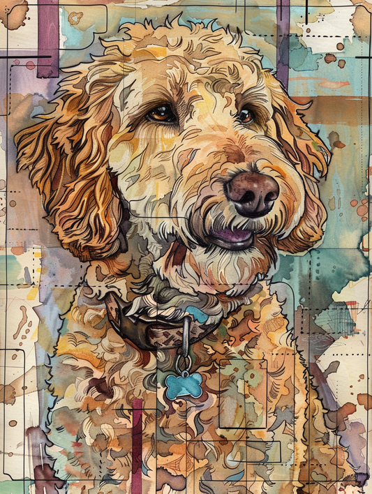 Poster of Goldendoodle dog Expressive surreal Poster # F024262