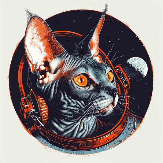 Adorable Cornish Rex Cat Expressive surreal Vinyl Decal Sticker for Car, Laptop, Tumbler and more # F021430-4" x 4"