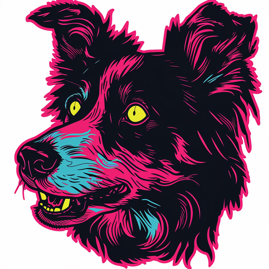 Border Collie Dog majestic Expressive surreal Vinyl Decal Sticker for Car, Laptop, Tumbler and more # F021804-4" x 4"