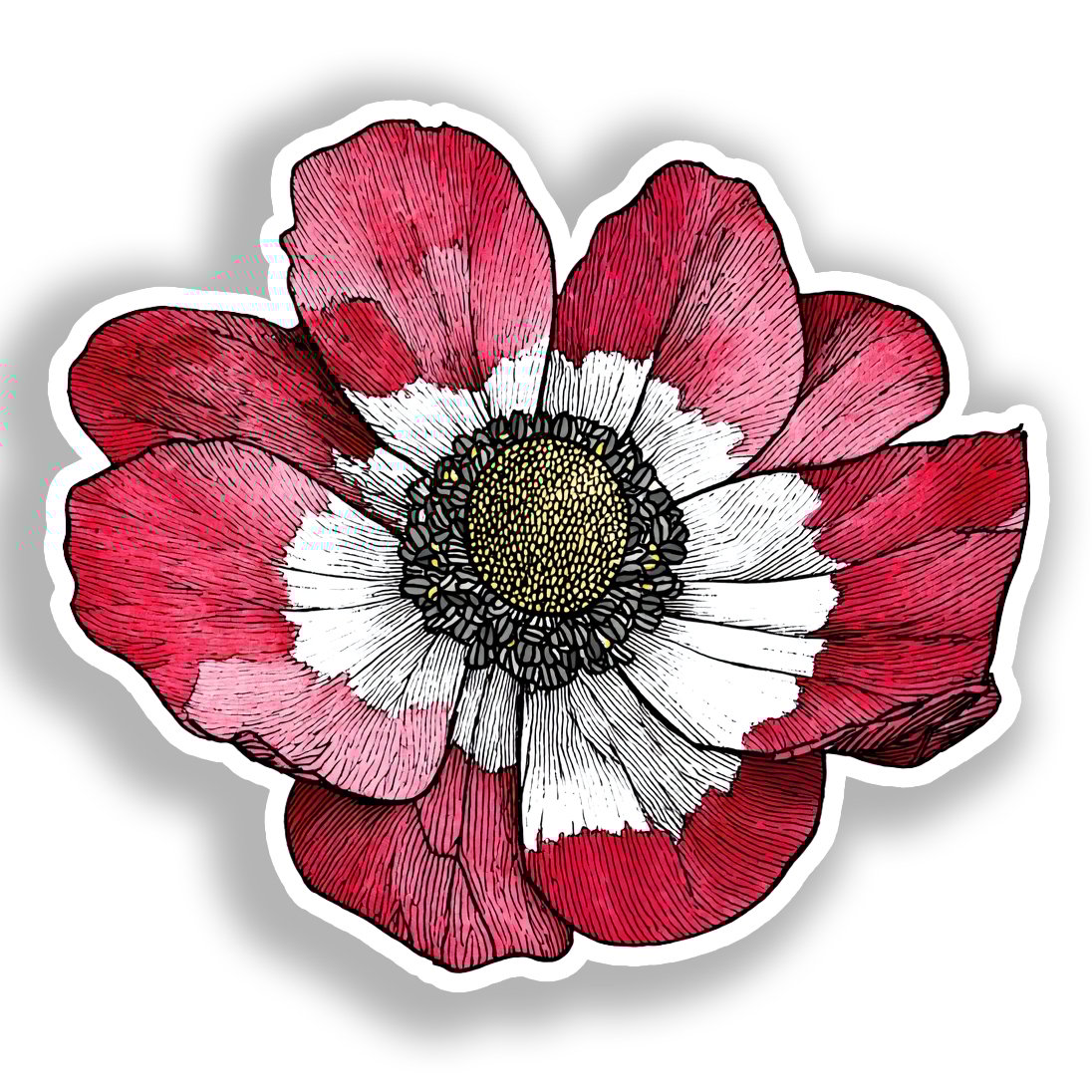 Anemone Flower Vinyl Decal Sticker for Car, Laptop, Tumbler and more # A018730-4" x 4"
