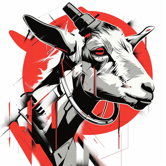 Goat cyber punk majestic Expressive surreal Vinyl Decal Sticker for Car, Laptop, Tumbler and more # F020612-4" x 4"