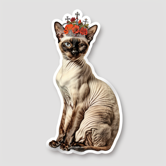 Adorable Cornish Rex Cat Expressive surreal Vinyl Decal Sticker for Car, Laptop, Tumbler and more # F021453-4" x 4"