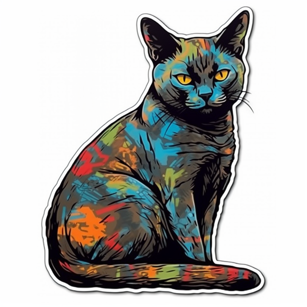 Burmese Cat modern neon graffiti Vinyl Decal Sticker for Car, Laptop, Tumbler and more # F010736
