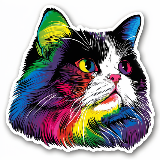Sticker of a Persian Cat majestic Expressive surreal Vinyl Decal Sticker for Car, Laptop, Tumbler and more # F016321
