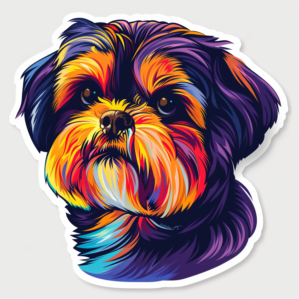 Adorable Shih Tzu Dog Expressive surreal Vinyl Decal Sticker for Car, Laptop, Tumbler and more # F018288