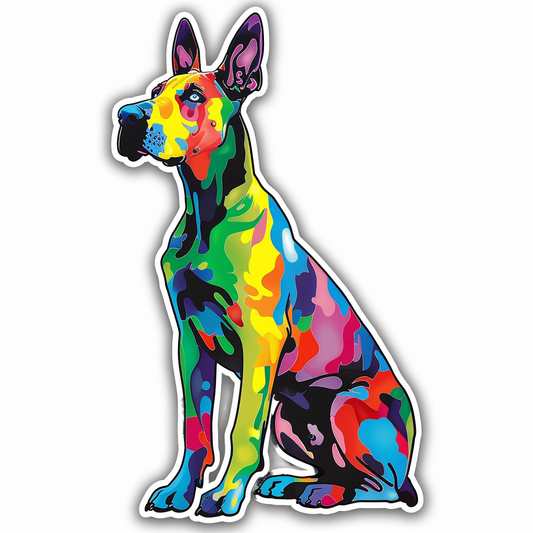 Adorable Great Dane Dog Expressive surreal Vinyl Decal Sticker for Car, Laptop, Tumbler and more # F017941
