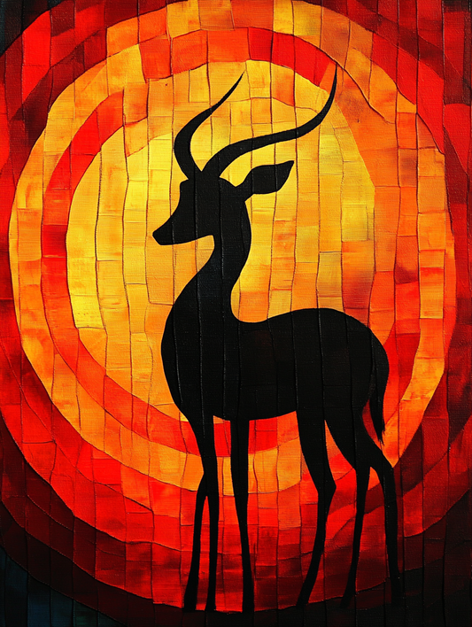 The silhouette of a antelope with an abstract colo Expressive surreal Poster # F024855
