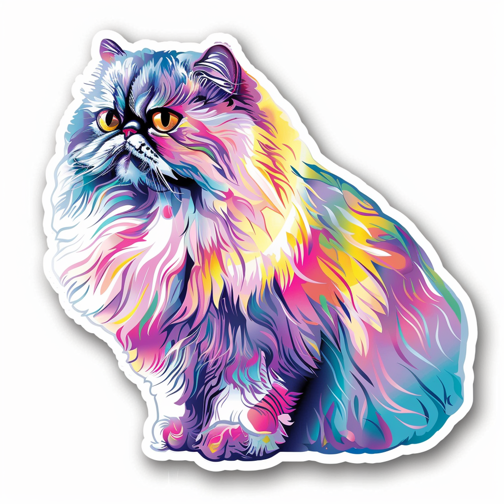Sticker of a Persian Cat majestic Expressive surreal Vinyl Decal Sticker for Car, Laptop, Tumbler and more # F016355