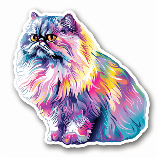Sticker of a Persian Cat majestic Expressive surreal Vinyl Decal Sticker for Car, Laptop, Tumbler and more # F016355