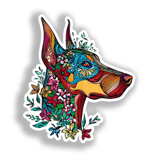 Doberman Pnscher Dog Vinyl Decal Sticker for Car, Laptop, Tumbler and more # A019641-4" x 4"