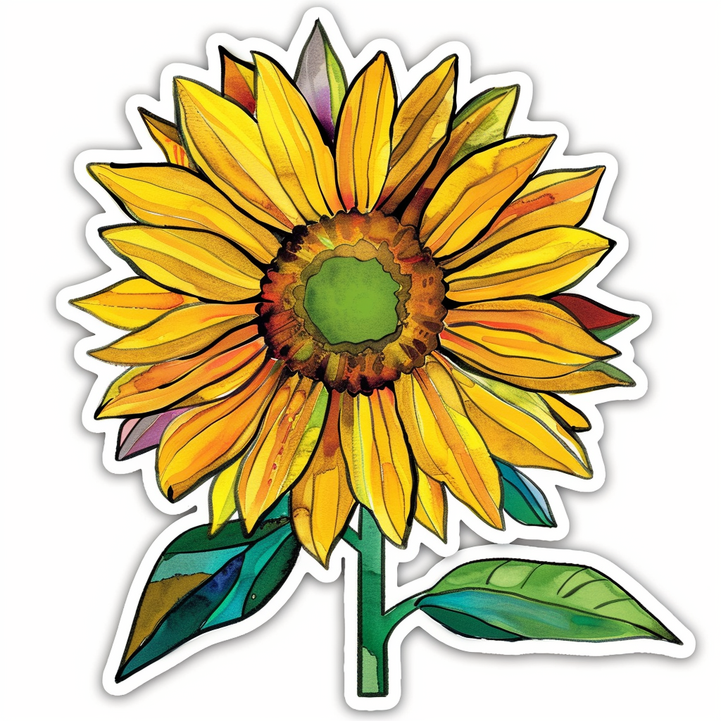 Sunflower flower majestic Expressive surreal Vinyl Decal Sticker for Car, Laptop, Tumbler and more # F022976