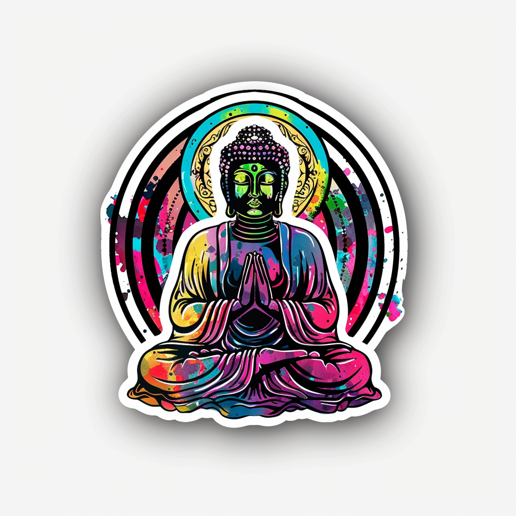 Sticker of a Buddha majestic Expressive surreal Vinyl Decal Sticker for Car, Laptop, Tumbler and more # F016902