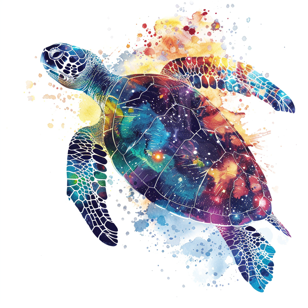 Sticker of a turtle majestic Expressive surreal Vinyl Decal Sticker for Car, Laptop, Tumbler and more # F022059
