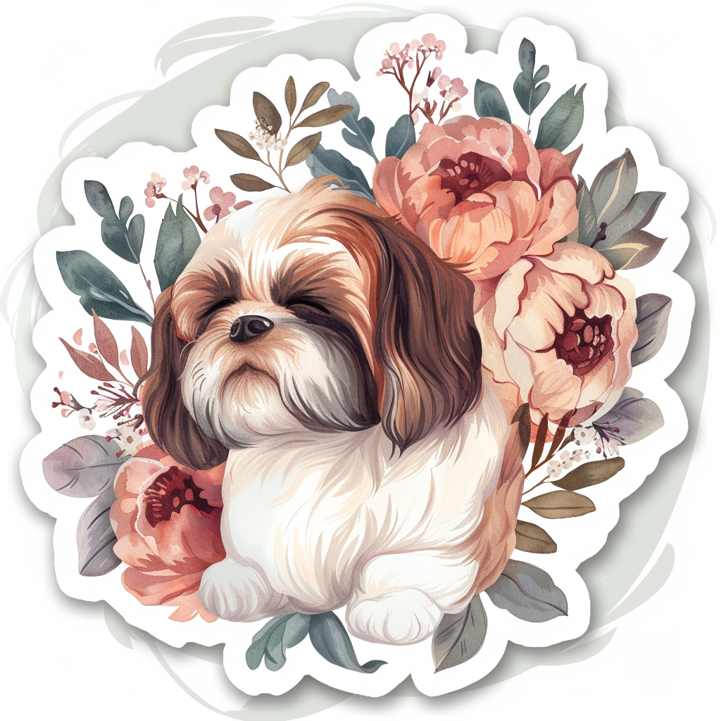 Adorable Shih Tzu Dog Expressive surreal Vinyl Decal Sticker for Car, Laptop, Tumbler and more # F018197