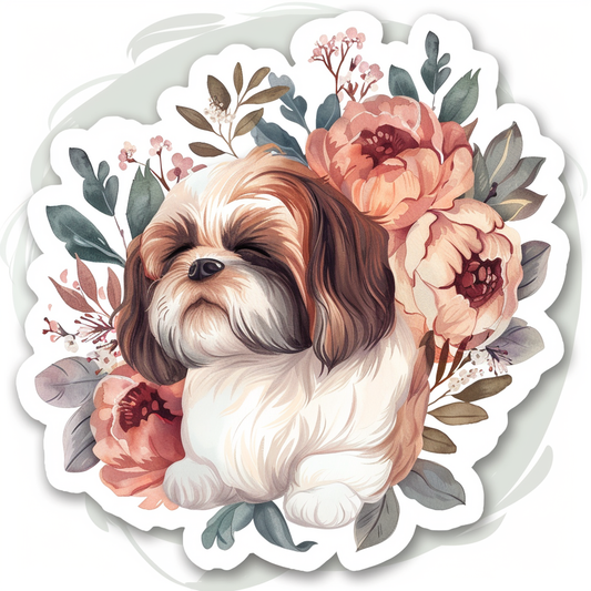 Adorable Shih Tzu Dog Expressive surreal Vinyl Decal Sticker for Car, Laptop, Tumbler and more # F018197