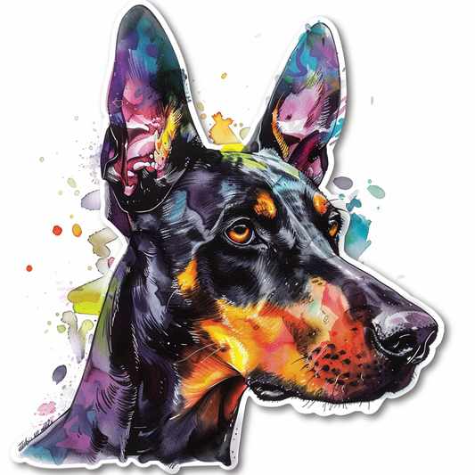 Sticker of a Doberman Pinscher Dog majestic Expressive surreal Vinyl Decal Sticker for Car, Laptop, Tumbler and more # F019208