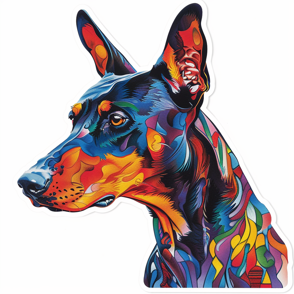 Sticker of a Doberman Pinscher Dog majestic Expressive surreal Vinyl Decal Sticker for Car, Laptop, Tumbler and more # F019204