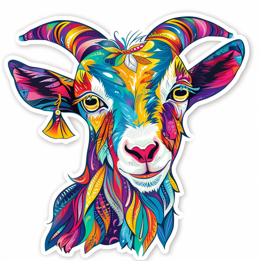 Goat majestic Expressive surreal Vinyl Decal Sticker for Car, Laptop, Tumbler and more # F020598-4" x 4"