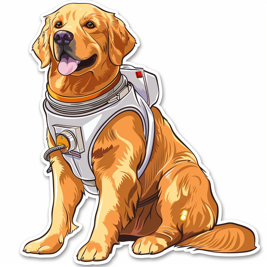 Golden Retriever Dog astronaut Vinyl Decal Sticker for Car, Laptop, Tumbler and more # F010530