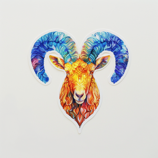 Goat majestic Expressive surreal Vinyl Decal Sticker for Car, Laptop, Tumbler and more # F020696-4" x 4"