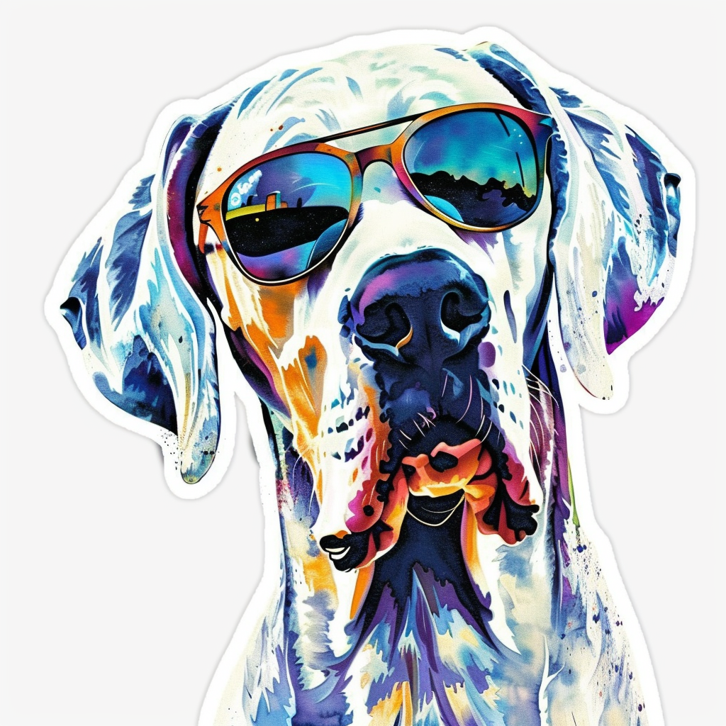 Adorable Great Dane Dog Expressive surreal Vinyl Decal Sticker for Car, Laptop, Tumbler and more # F018090