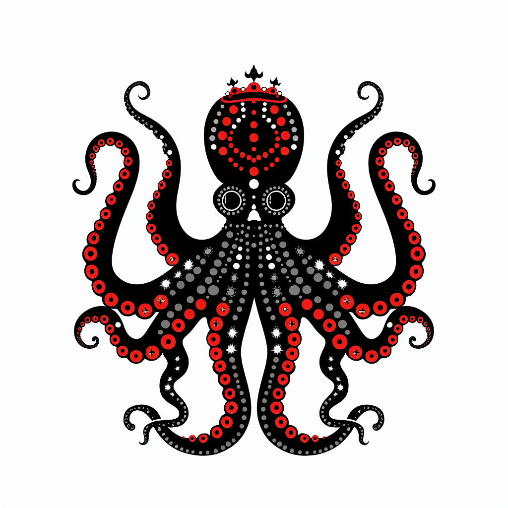 Sticker of a Octopus crowned majestic Expressive surreal Vinyl Decal Sticker for Car, Laptop, Tumbler and more # F015531