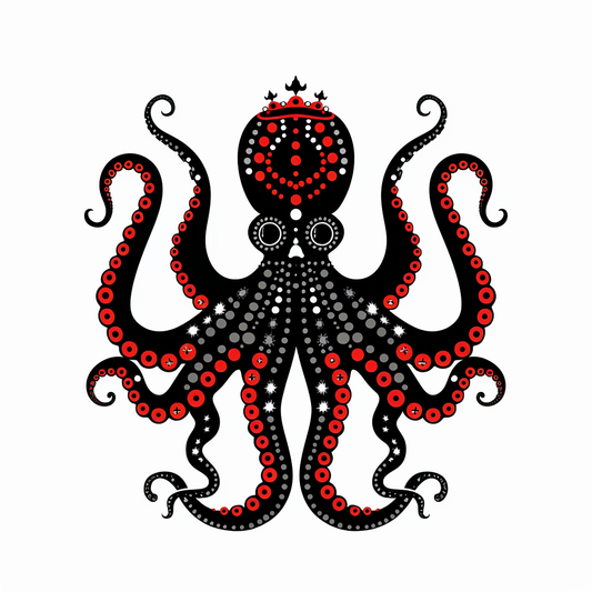 Sticker of a Octopus crowned majestic Expressive surreal Vinyl Decal Sticker for Car, Laptop, Tumbler and more # F015531