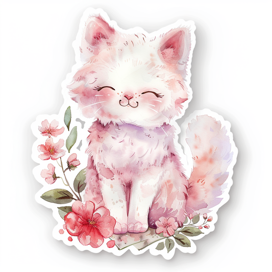 Adorable Turkish Angora Cat  Vinyl Decal Sticker for Car, Laptop, Tumbler and more # F021002-4" x 4"