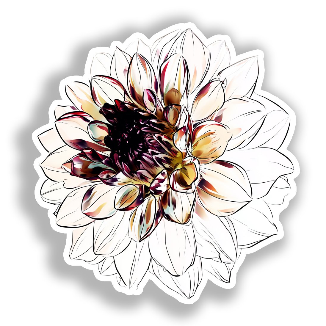 Dahlia Flower Vinyl Decal Sticker for Car, Laptop, Tumbler and more # A019725-4" x 4"