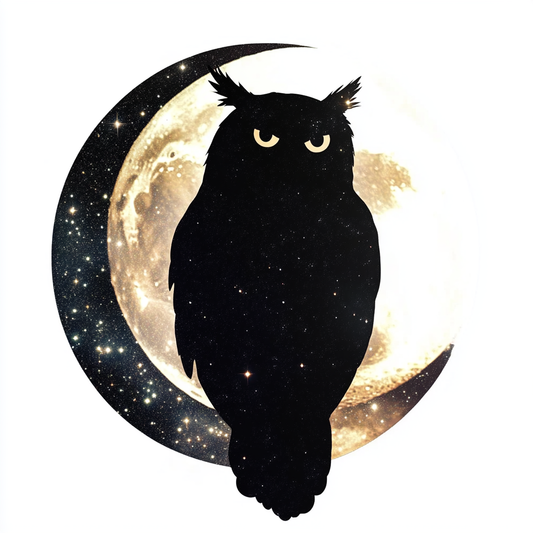 Owl Moon and Stars Vinyl Decal Sticker for Car, Laptop, Tumbler and more # F025738