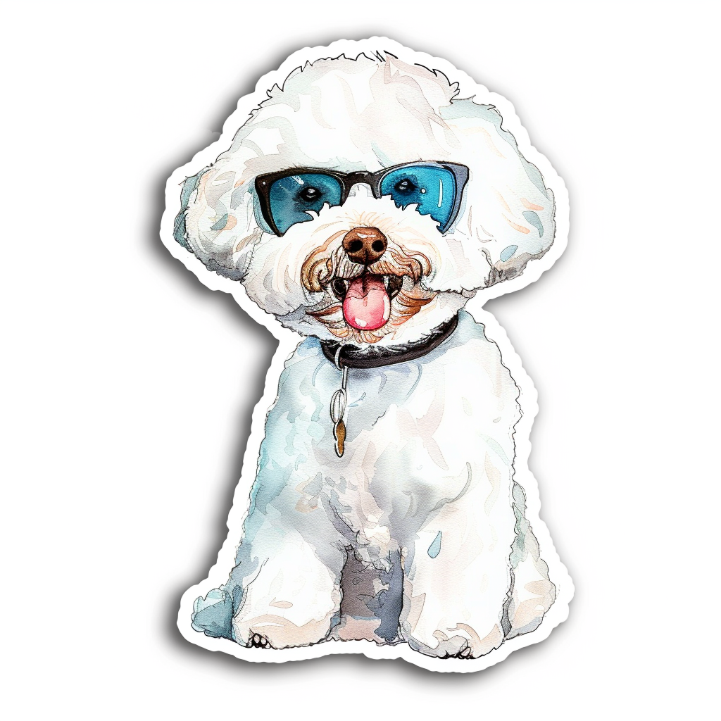 Poodle Dog wearing sunglasses Vinyl Decal Sticker for Car, Laptop, Tumbler and more # F012478
