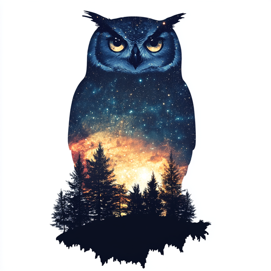 Owl Moon and Stars Vinyl Decal Sticker for Car, Laptop, Tumbler and more # F025752