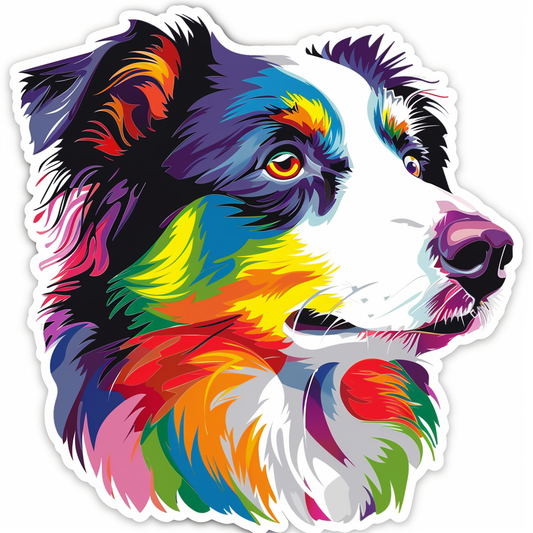 Border Collie Dog majestic Expressive surreal Vinyl Decal Sticker for Car, Laptop, Tumbler and more # F021799-4" x 4"