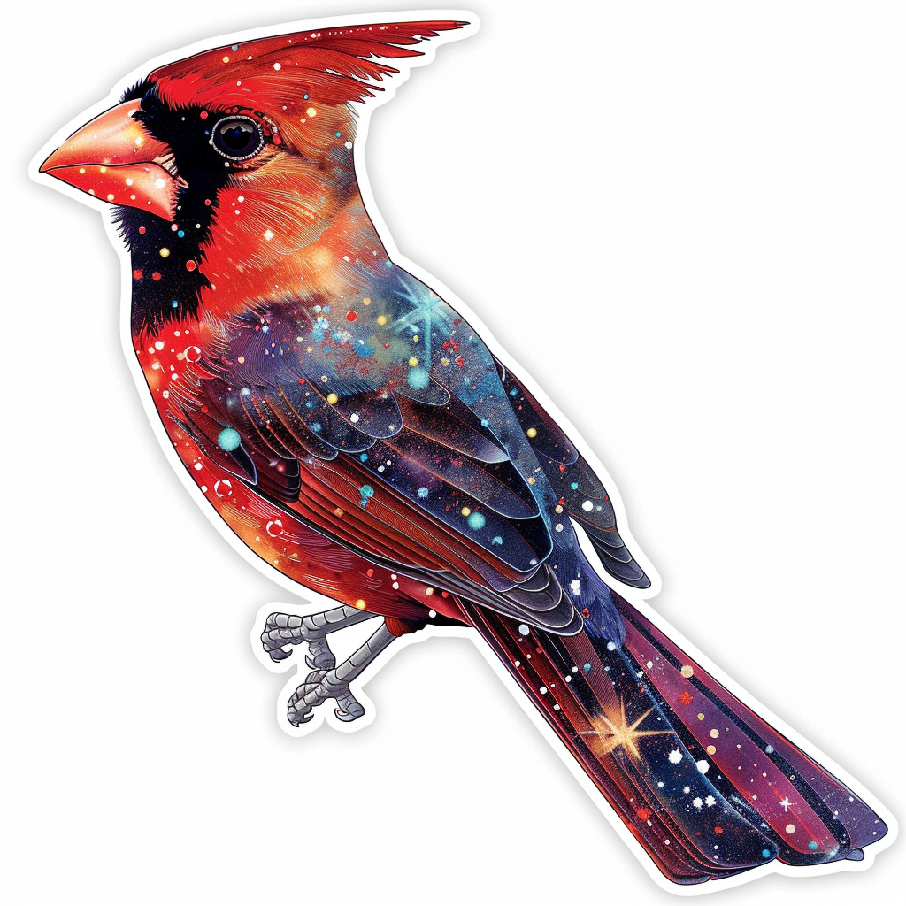 Cardinal Bird majestic Expressive surreal Vinyl Decal Sticker for Car, Laptop, Tumbler and more # F024215