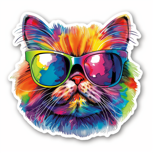 Persian Cat Expressive surreal Vinyl Decal Sticker for Car, Laptop, Tumbler and more # F016006