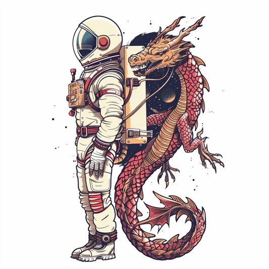 Dragon astronaut majestic Expressive surreal Vinyl Decal Sticker for Car, Laptop, Tumbler and more # F019016
