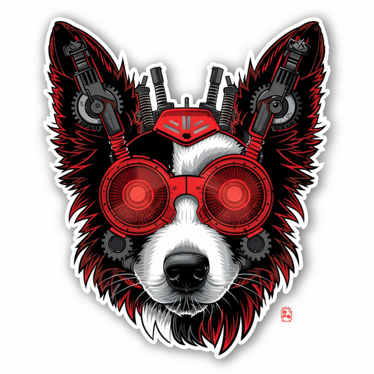 Border Collie Dog majestic Expressive surreal Vinyl Decal Sticker for Car, Laptop, Tumbler and more # F021808-4" x 4"