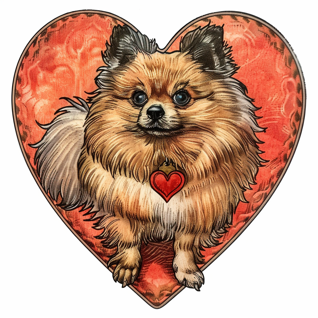 Sticker of a Pomeranian Dog majestic Expressive surreal Heartcore Vinyl Decal Sticker for Car, Laptop, Tumbler and more # F014059