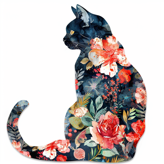 American Shorthair Cat floral Expressive surreal Vinyl Decal Sticker for Car, Laptop, Tumbler and more # F018021