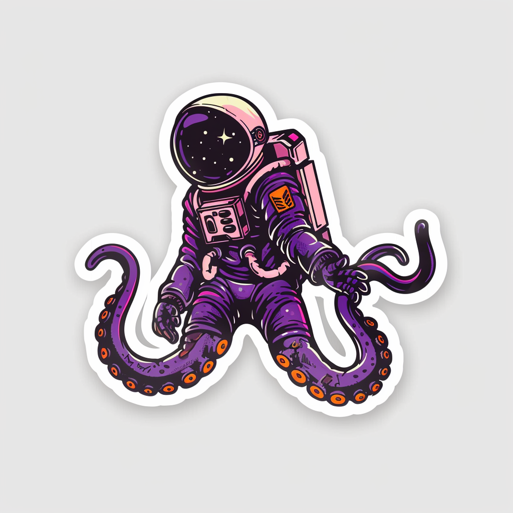 Sticker of an Octopus astronaut majestic Expressive surreal Vinyl Decal Sticker for Car, Laptop, Tumbler and more # F015431