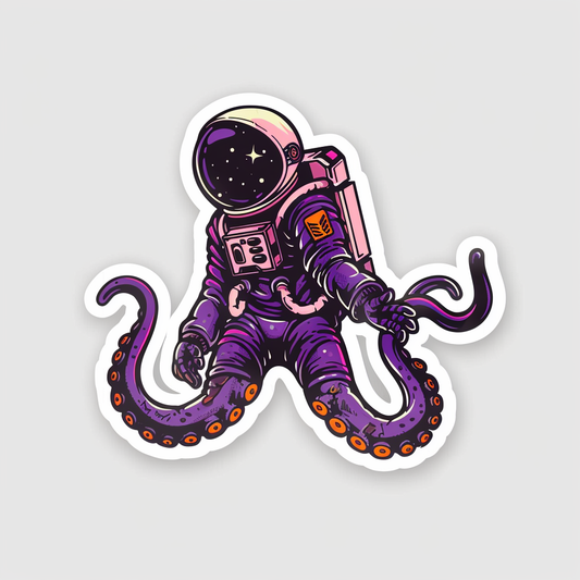 Sticker of an Octopus astronaut majestic Expressive surreal Vinyl Decal Sticker for Car, Laptop, Tumbler and more # F015431