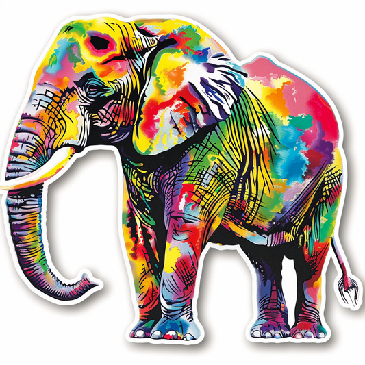 Elephant Expressive surreal Vinyl Decal Sticker for Car, Laptop, Tumbler and more # F022299-4" x 4"