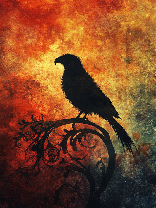 The silhouette of a eagle with an abstract colorful Expressive surreal Poster # F024837