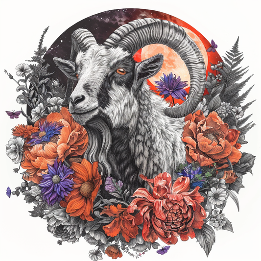 Goat majestic Expressive surreal Vinyl Decal Sticker for Car, Laptop, Tumbler and more # F020563-4" x 4"