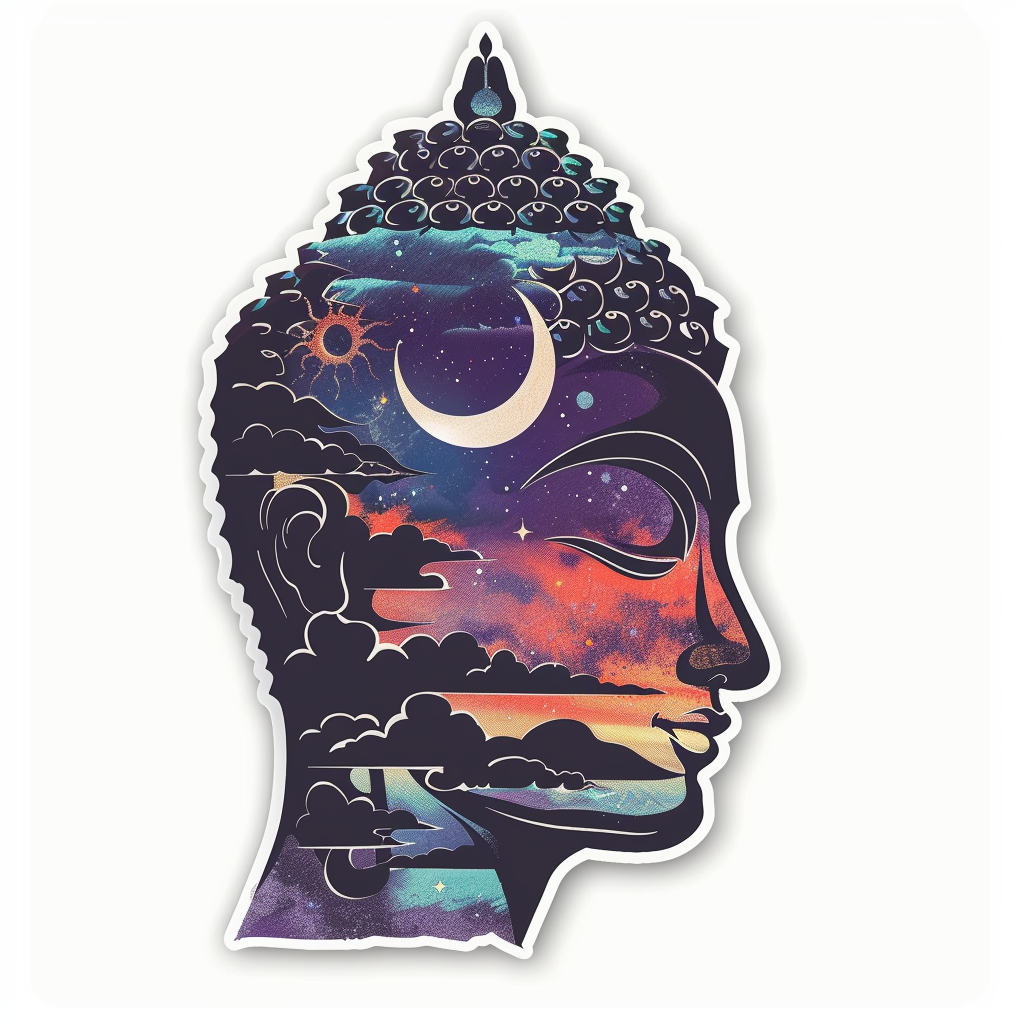 Sticker of a Buddha majestic Expressive surreal Vinyl Decal Sticker for Car, Laptop, Tumbler and more # F016910