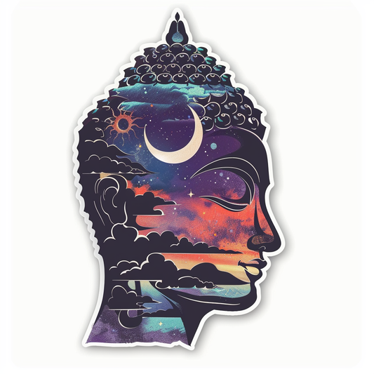 Sticker of a Buddha majestic Expressive surreal Vinyl Decal Sticker for Car, Laptop, Tumbler and more # F016910