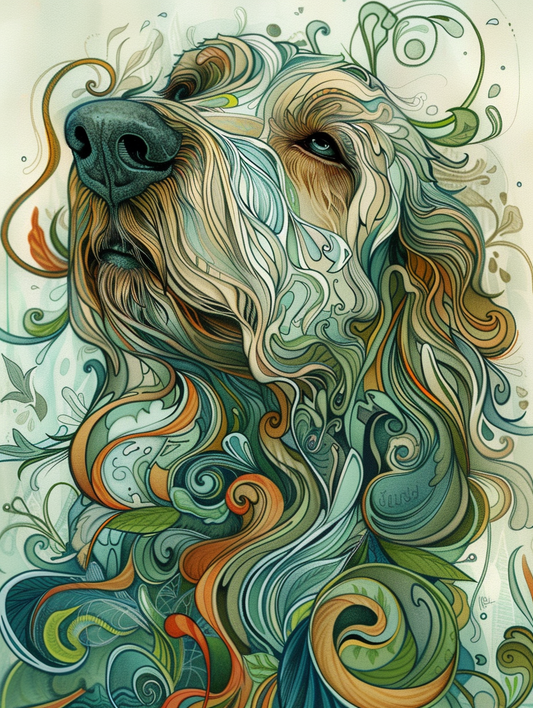 Poster of Goldendoodle dog Expressive surreal Poster # F024281